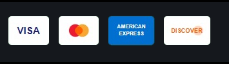 We accept Visa, Mastercard, American Express, and Discover